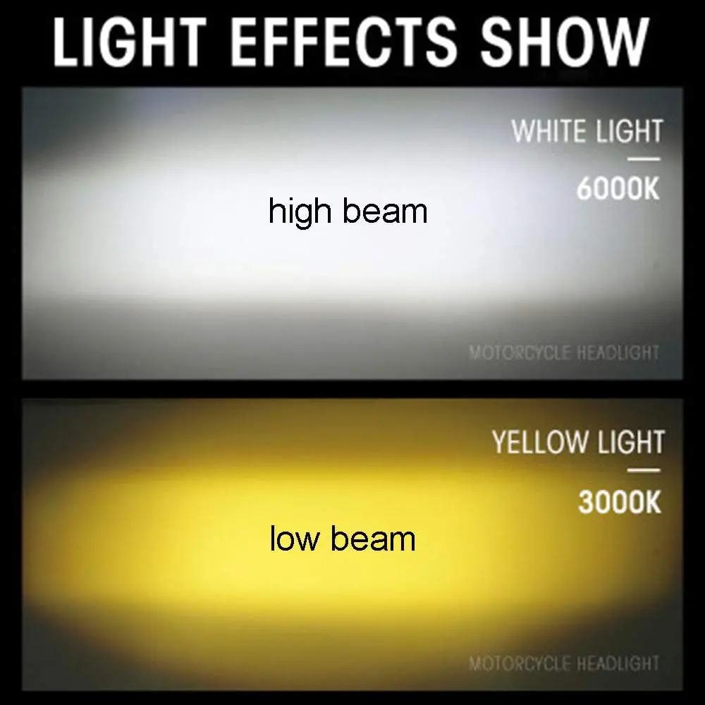 1 Stück H4 LED Motorrad Scheinwerferlampe 6000LM Fern-/Abblendlicht, CSP-Linse, 3000K/6000K (Gelb weiss), 12-80V