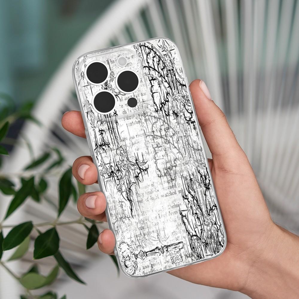 

White Gothic Cyber Sigil Cross Phone Case For iPhone 16,15,14,13,12,11 Pro,Max,Plus,X,XS,Plus,SE,Mini Transparent Silicone Soft iPhone13