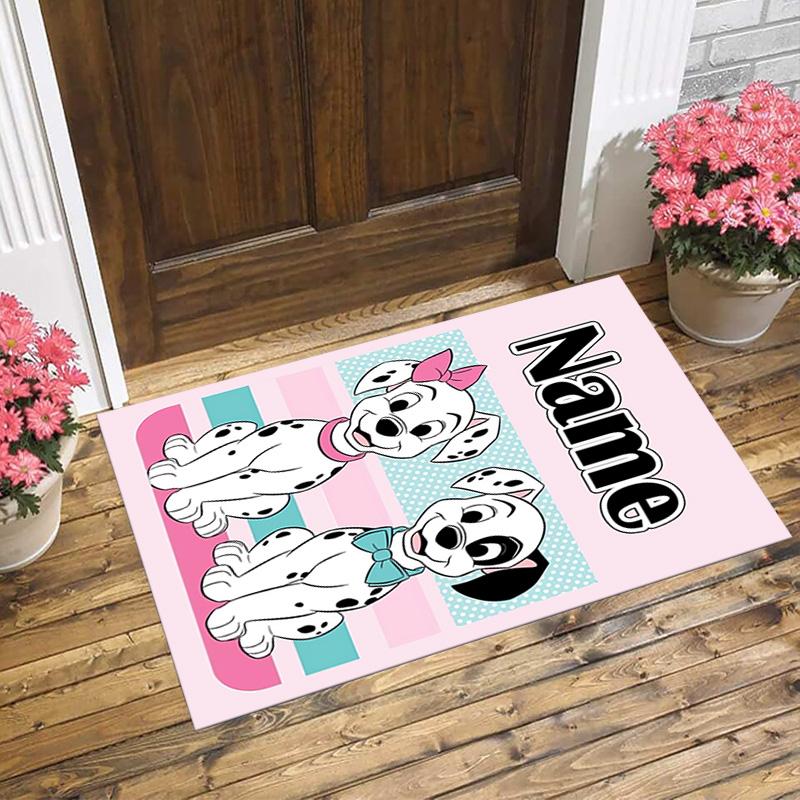 Personalized Name Dalmatian Pile Living Room Non-Slip Area Rug Soft Carpet for Bedroom Kids Playroom Sofa Office Home Decor Doormat