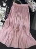 Pearlescent luster yarn pleated pleated skirt summer women medium and long hanging high waist a word 2025 new