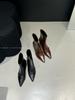 Pointed high-heeled thin short boots autumn temperament short boots woven with rear zipper short boots