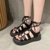 Fashion Ladies Beach Sandals Luxury Women's Shoes High Heel Clogs 2025 Summer Outdoor Gladiator Thick Fashion PU Roman