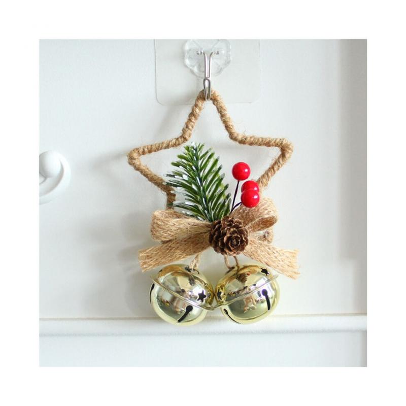Weihnachtsfest Fünfzackiger Stern Metallglocke Zubehör Anhänger DIY Weihnachtsbaum Anhänger Bogenglocke Gold