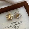 White Shell Flower Stud Earrings, High-End Simple Petals, Small Fresh And Gentle French Light Luxury Romantic Earrings