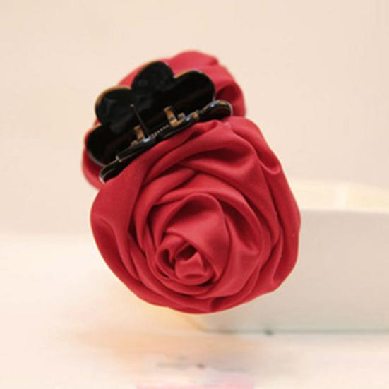 Fashion Cloth Rose Flower Hair Claw Clip Clamp Women Ponytail Holder Headwear