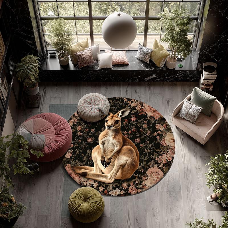 Koalas, Monkeys, Hamsters & Horses pattern round rug,Carpet Rug for Living Room Bedroom Playroom ,Non-slip Floor Mat,Holiday Gifts and Birthday Gifts.