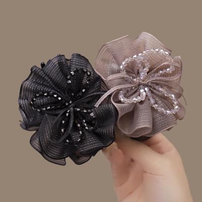 Korean Pleated Crystal Bun Clip for Women - Voluminous Updo Hair Accessory 2026