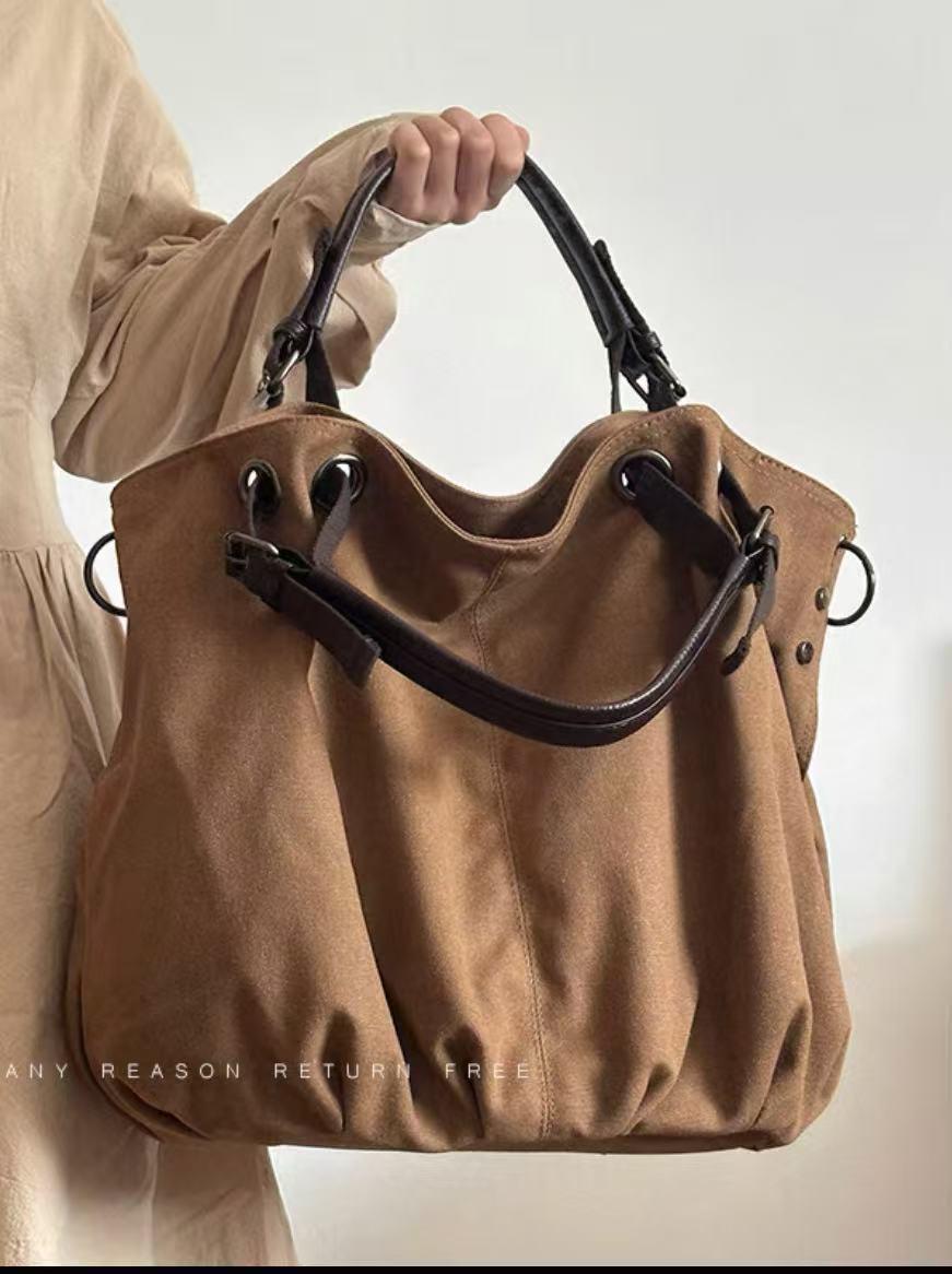 Crossbody Canvas Tote Handbag for Men & Women - Large Capacity Retro Shoulder Bag