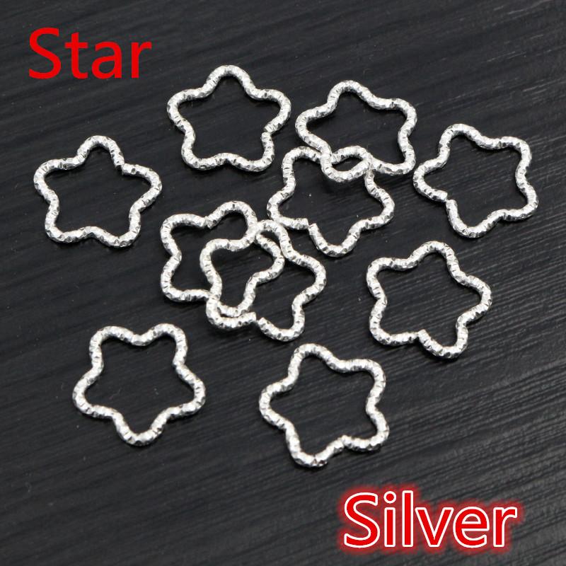 50pcs/lot Gold Silver Plated Heart Star Jump Rings Twisted Split Rings Spacer Connectors For Jewelry Making Making Supplies