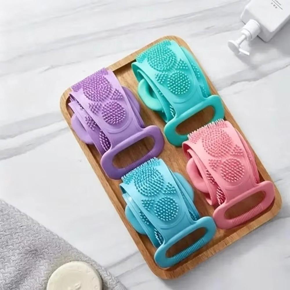 Double-Sided Silicone Body Scrubber Long Strip Exfoliating Bath Towel Shower Bathing