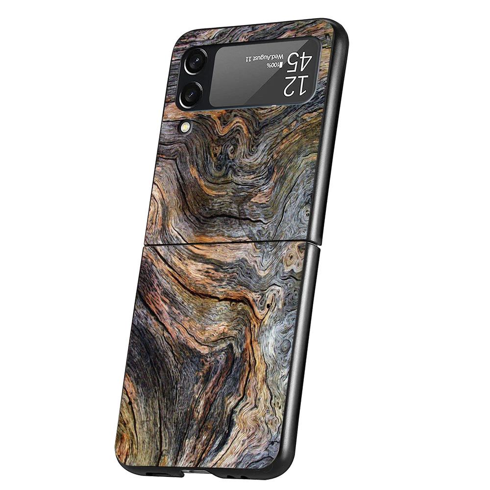 Wood Wooden Pattern Cover Phone Case For Samsung Galaxy Z Flip 7 6 5 4 3 5G Flip7 Flip6 Flip5 Flip4 Flip3 Black Fundas Shell Gal