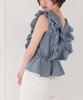 Titibait Shirred Ruffle Sleeveless Blouse AFXP4275 Medium Blue Women's