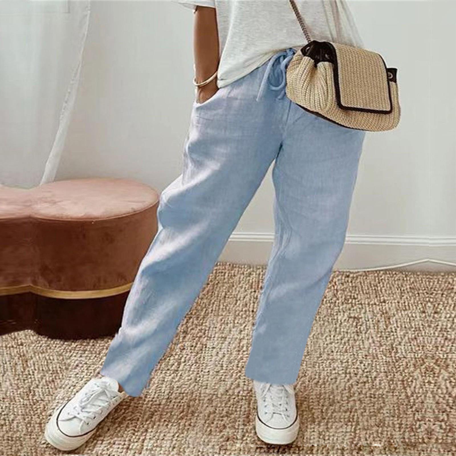 

Женские однотонные повседневные спортивные штаны для бега, модные спортивные штаны с несколькими строчками L синий