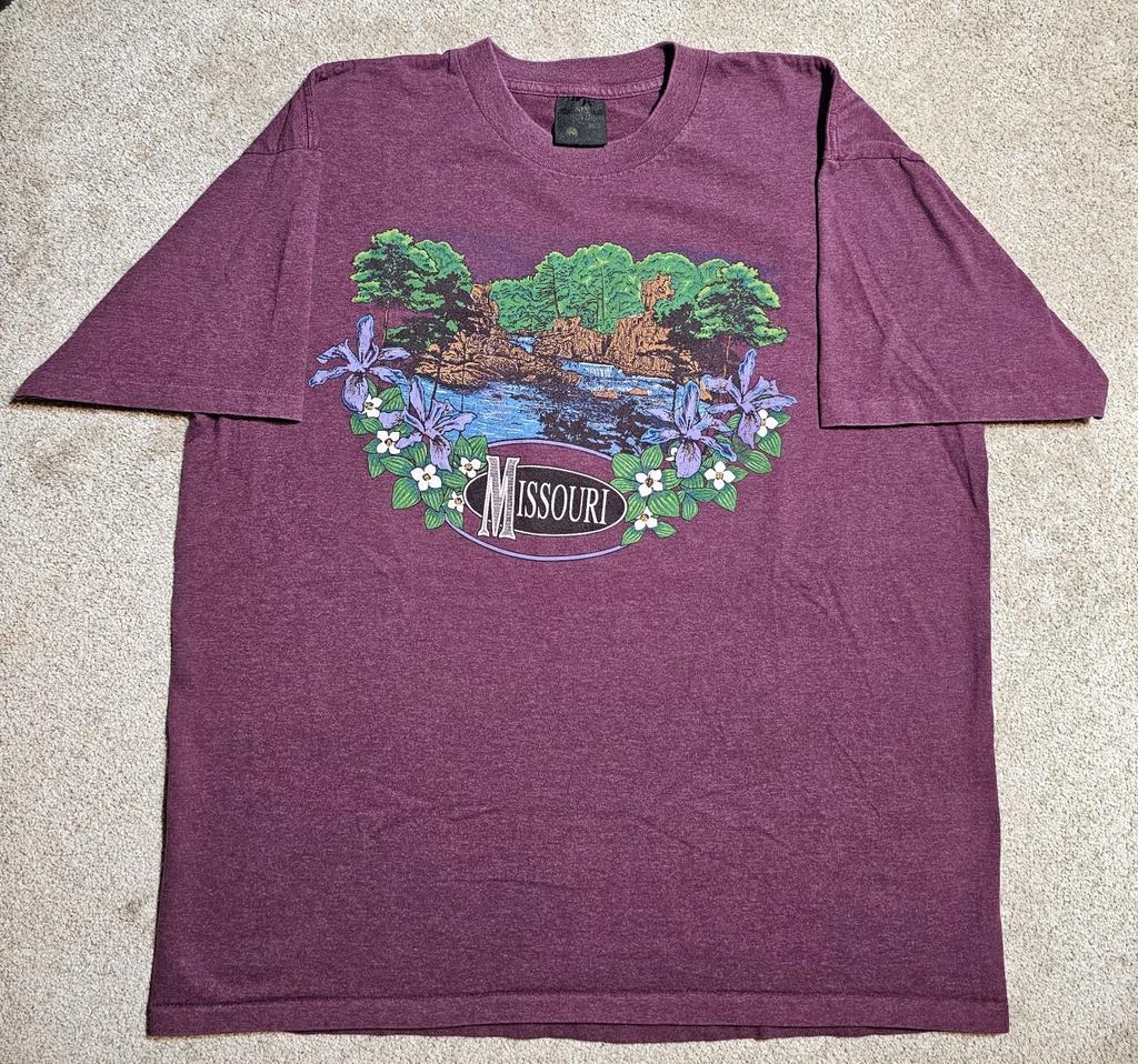 Vintage 80s Tennessee River Missouri T-shirt Mens XL Grunge Nature Ironic Goth
