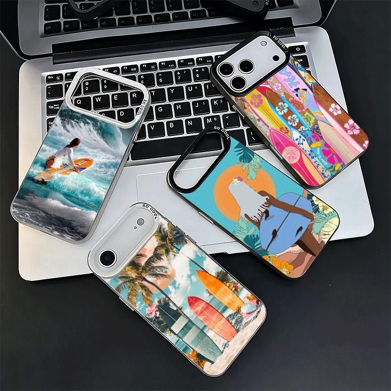 Surfboard Surfing Surf Summer Soft Phone Case for iPhone 15 16 17 Pro Max 17Air 16E 14 Plus 13 12 Mini Shockproof Cover Back She