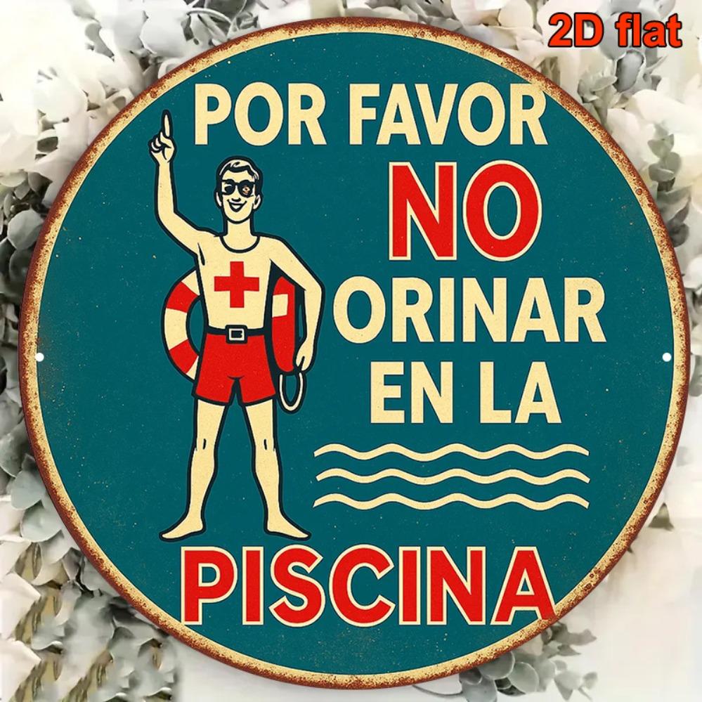 D Metal Sign Spanish Vintage Deer No Peeing in Pool Sign Aluminum x Inch Pool Safety Decor for Bathroom Beach Resort Hotel
