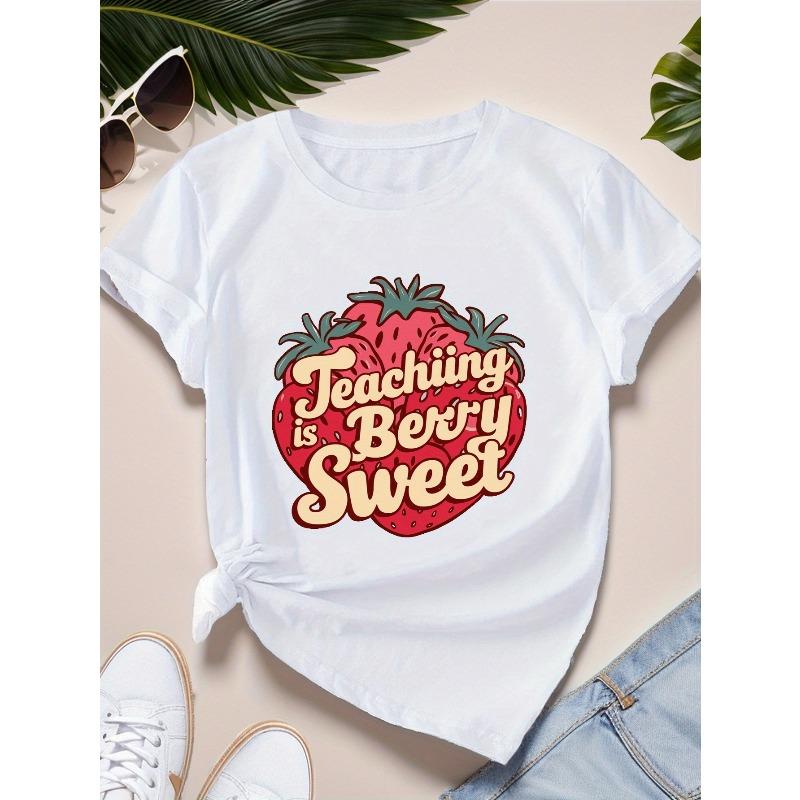 

Женская спортивная футболка большого размера с коротким рукавом Teaching is Berry Sweet S белый