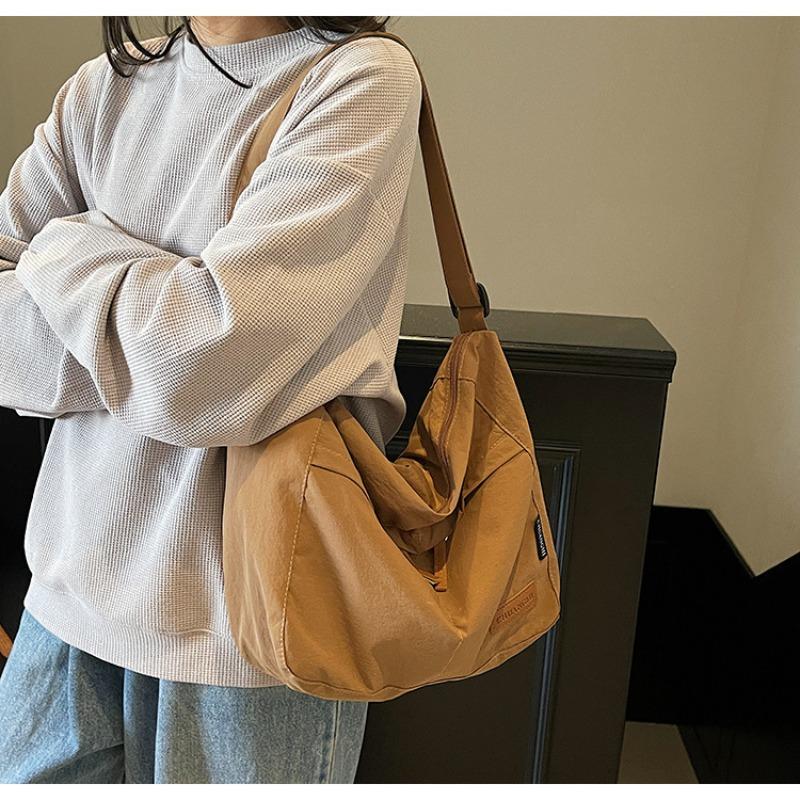Large capacity messenger bag cloth messenger bag student bag solid color tote bag new shoulder bag versatile