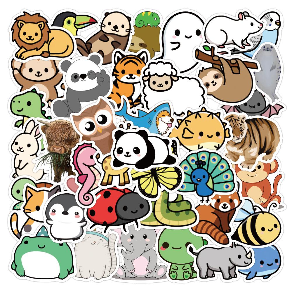 50Pcs Cute Animal Graffiti Stickers Kids Toy Fridge Phone Case Wall Room Cartoon Diy Aesthetic Vinyl Decor Children Girls