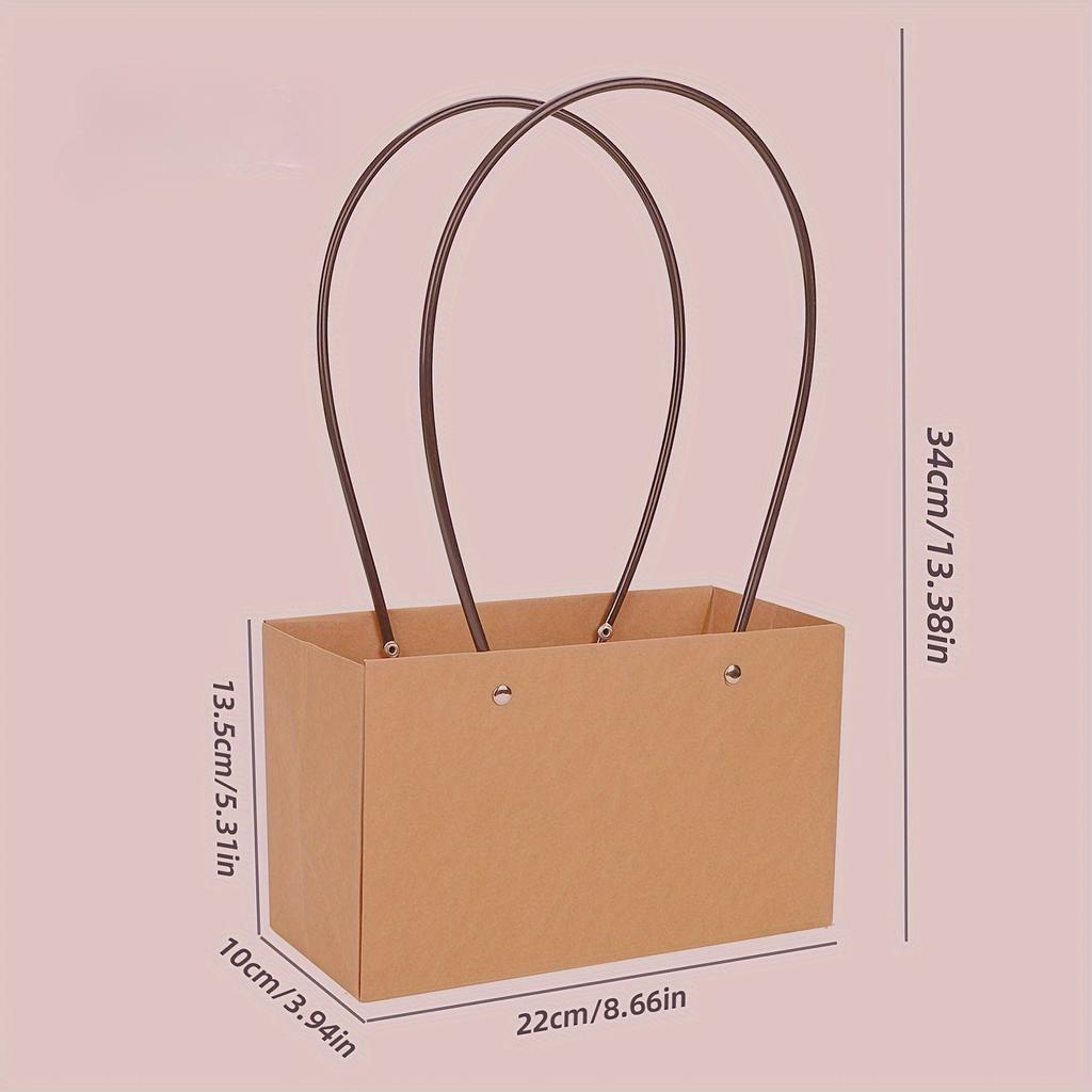 Kraft Paper Folding Tote Bag-shaped Waterproof Teacher's Day Basket, Flower Box, Flower Art Arrangement, Gift Flower Bag
