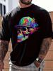 Unisex Freizeit-T-Shirt mit Totenkopf-Print, Rundhals, Kurzarm