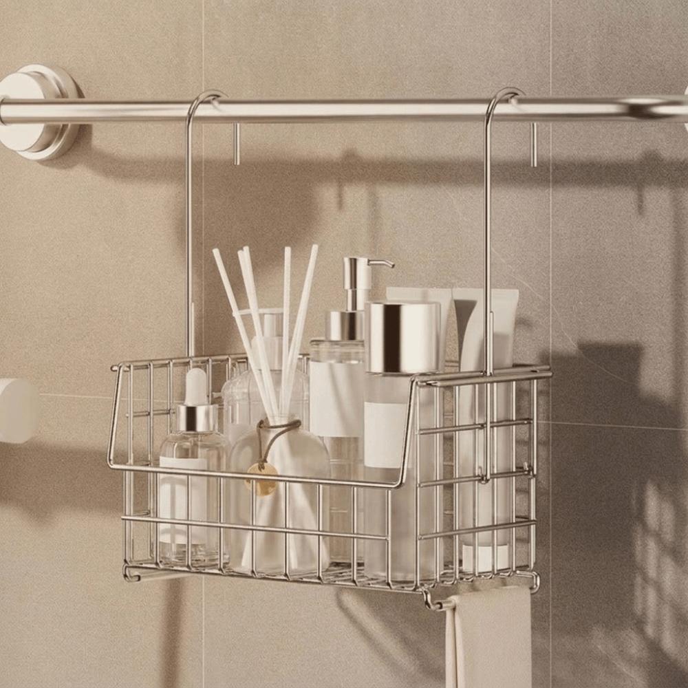 Wall Mounted Hanging Shower Basket No Drill Shower Storage Rack Toiletries Organizer for Shower