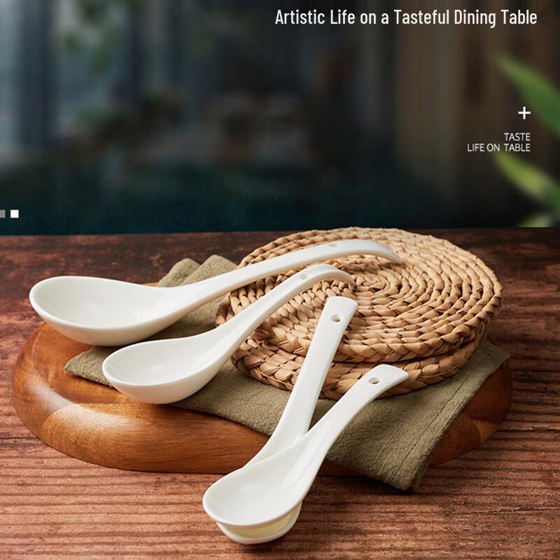 Changbaosen Pure White Bone China Ceramic Soup/Rice Spoons Small