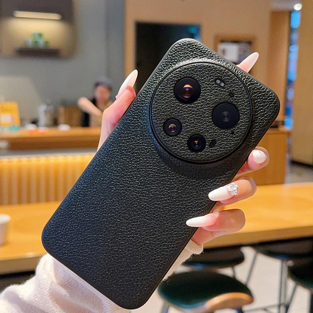 

Чехол для Xiaomi 17 Ultra 5G с текстурой личи, покрытый кожей, TPU + PC, чехол для телефона с черным краем