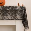 Halloween Black Lace Table Runner Skull Design Soft Fabric Holiday Party Decor Dining Table Decoration Gothic Decor Home Decor