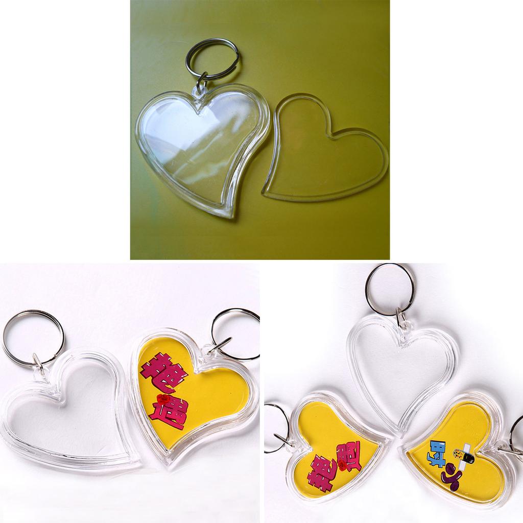 10Pcs Clear Acrylic Photo Frame Keychain Photo Insert Keyrings Blank Various Shapes DIY Keychain Picture Frame Keyring