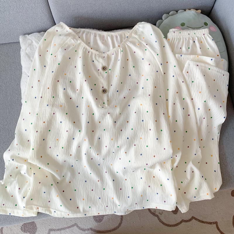 Women's Cloud Cotton Crew Neck Pajamas: Long Sleeve Pants Set for Autumn/Winter 2025