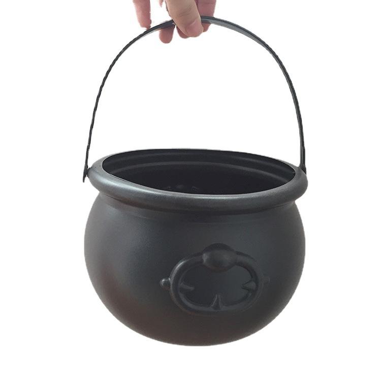 Halloween Witch Candy Bucket 19.5cm Plastic Black