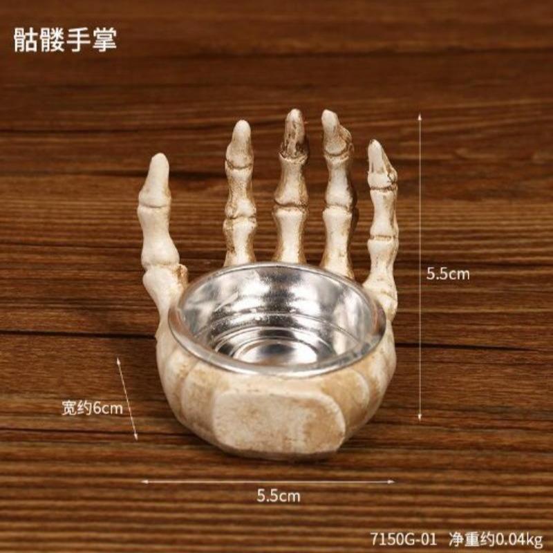 Halloween Skull Candlestick Ornaments Resin Skull Candle Holders Decor for Table