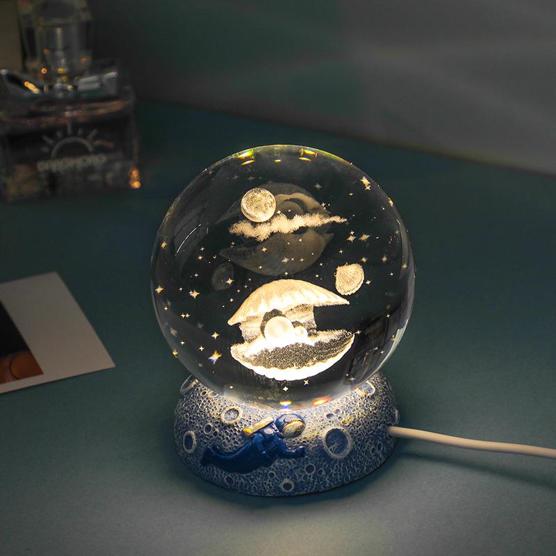 Starry Sea 3D Crystal Ball Night Light - Ocean Series Ornament & Birthday Gift