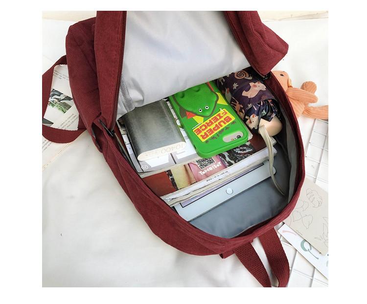 Preppy Style Women Backpack Corduroy Design School Bags For Teenage Girls Travel Backpacks Female Shoulder Bags Daypack Black