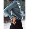 Za2025 Spring New Women's Clothing Single-Breasted Laminated Decoration Long Sleeves Crew Neck Casual Knitting Outwear 2756114