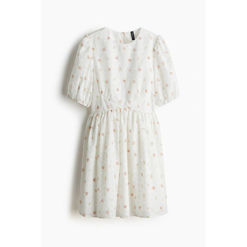 

HM Women s Clothing Dress 2025 Summer New Arrival Open Back Embroidered Printed Open Back Stylish Floral Skirt 1280391