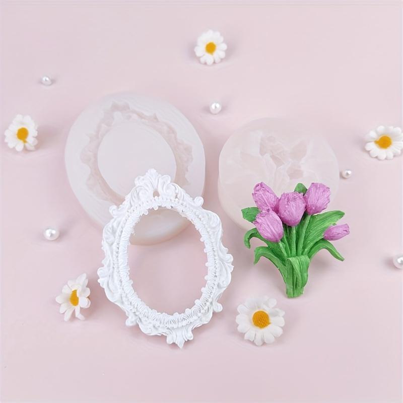 2 pezzi cornice per foto bouquet stampo in silicone cioccolato flip decorazione torta stampo da forno fai da te cornice per foto aroma gesso gocciolamento decorazione regalo stampo