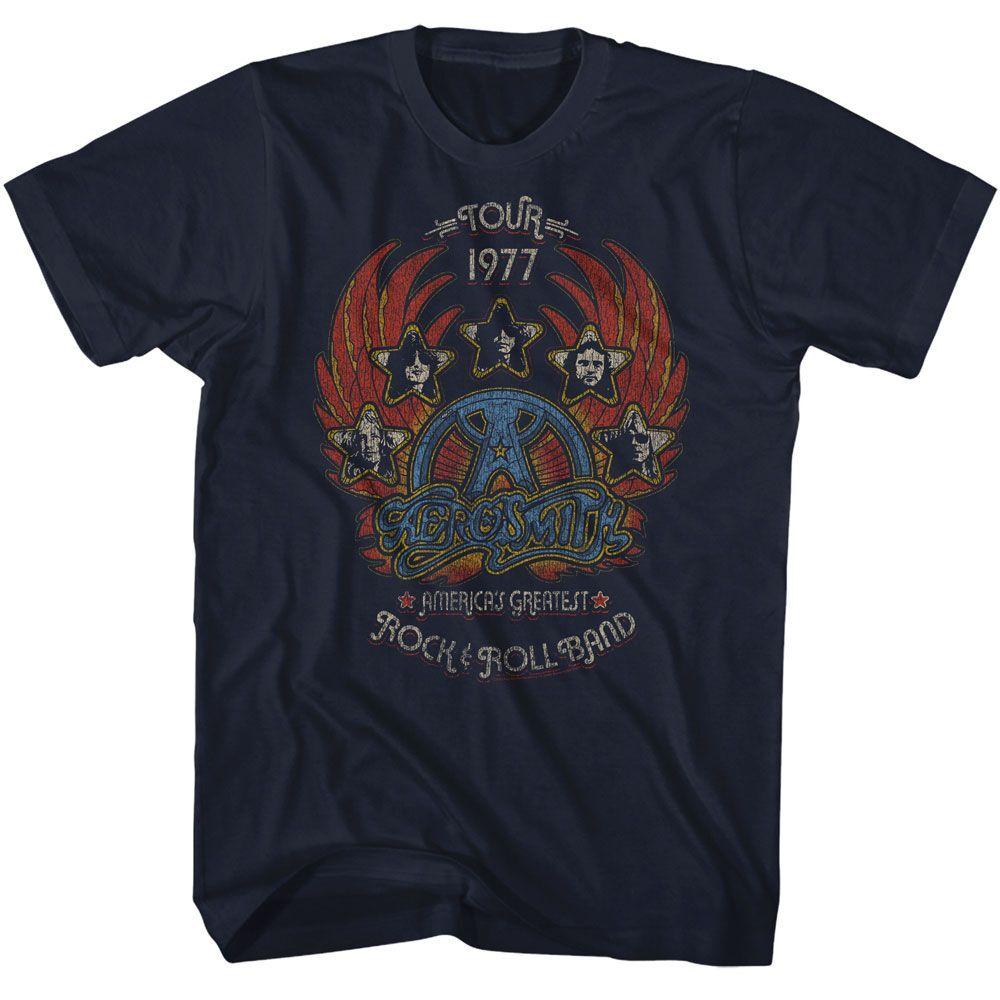 Aerosmith Tour 1977 Distressy Music Shirt L