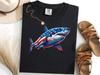Great White Shark American Flag Shirt, 4th Of July Shark Tee