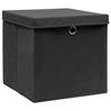 VidaXL Boîtes de rangement avec couvercle 10 pcs Noir 32x32x32cm Tissu