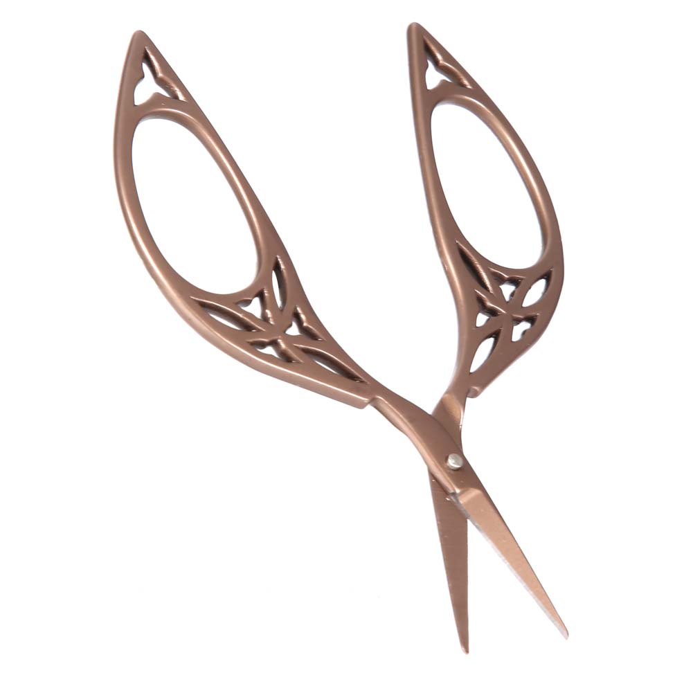 Vintage Creative Leaf Design Scissors Stainless Steel Household Needlework Scissors (Tawny)