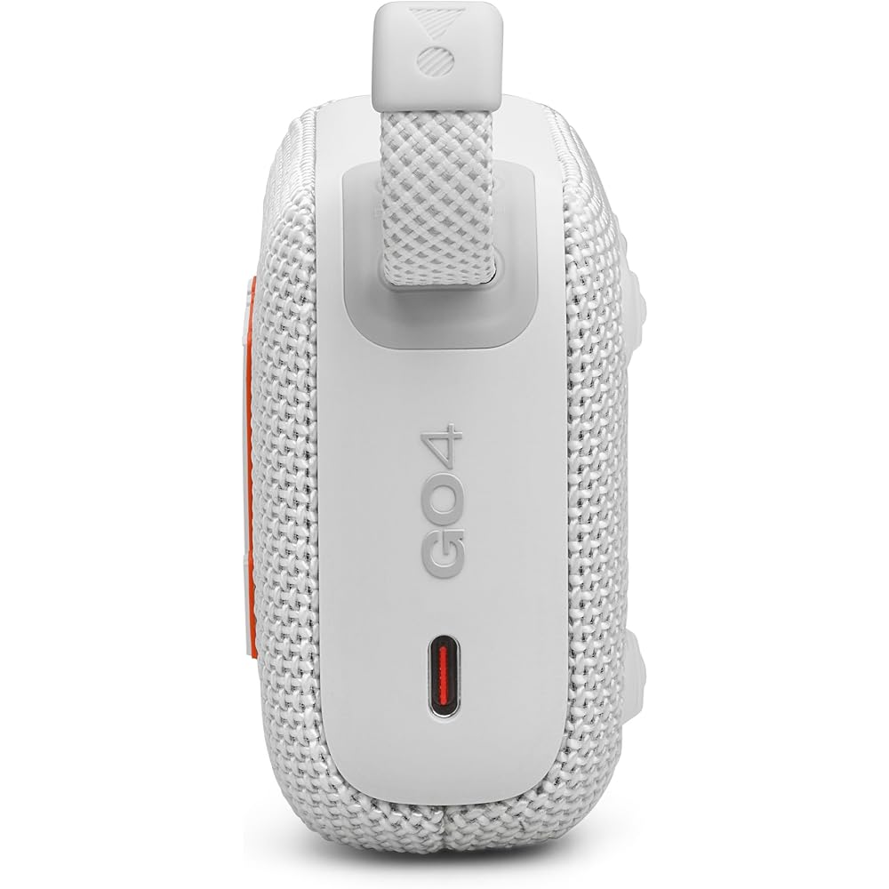 JBL GO4 Bluetooth Speaker with USB-C Charging, IP67 Dustproof and Waterproof Rating, App Compatible, Passive Radiator, Portable, White (JBLGO4WHT)