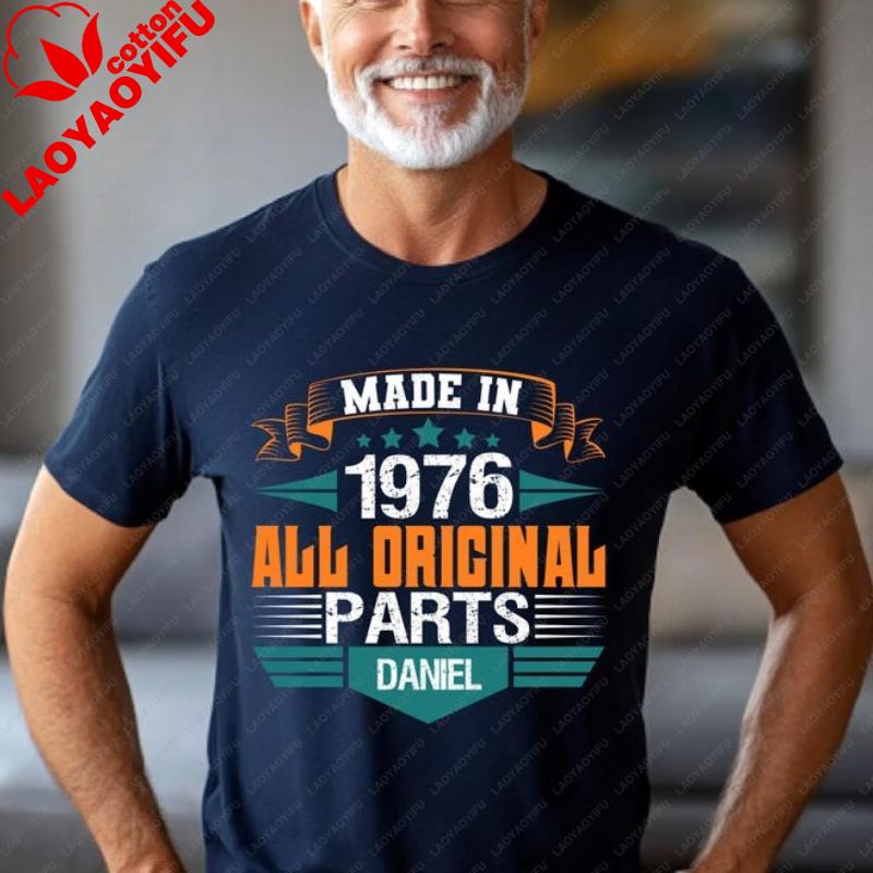 50th Birthday Unisex Crewneck Tshirt For Unisex 1976 Original Parts Bday Gift Hipster Street Fashion Casual Printed Tshirt Tops