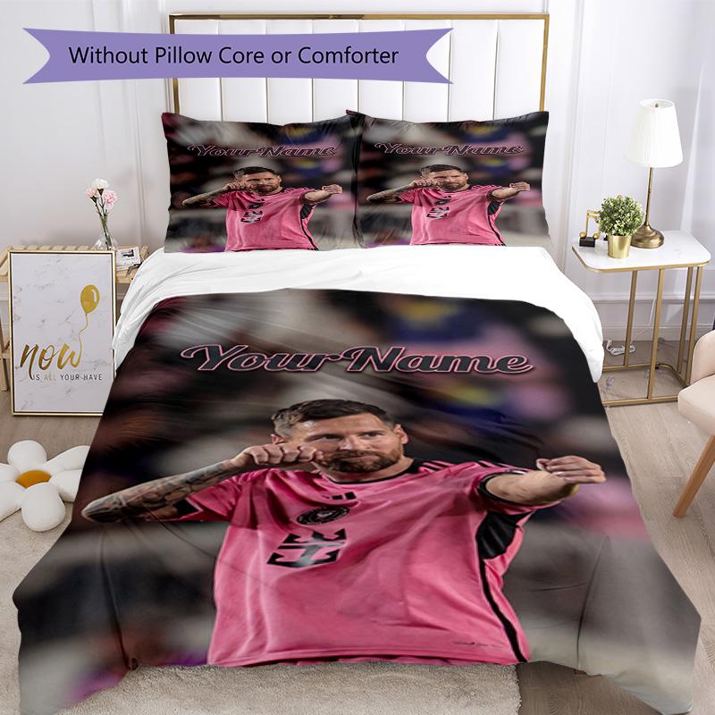 Messi 189 Customize your name Bedding Set Breathable Duvet Cover with Pillowcases Home Decoration Birthday Gift