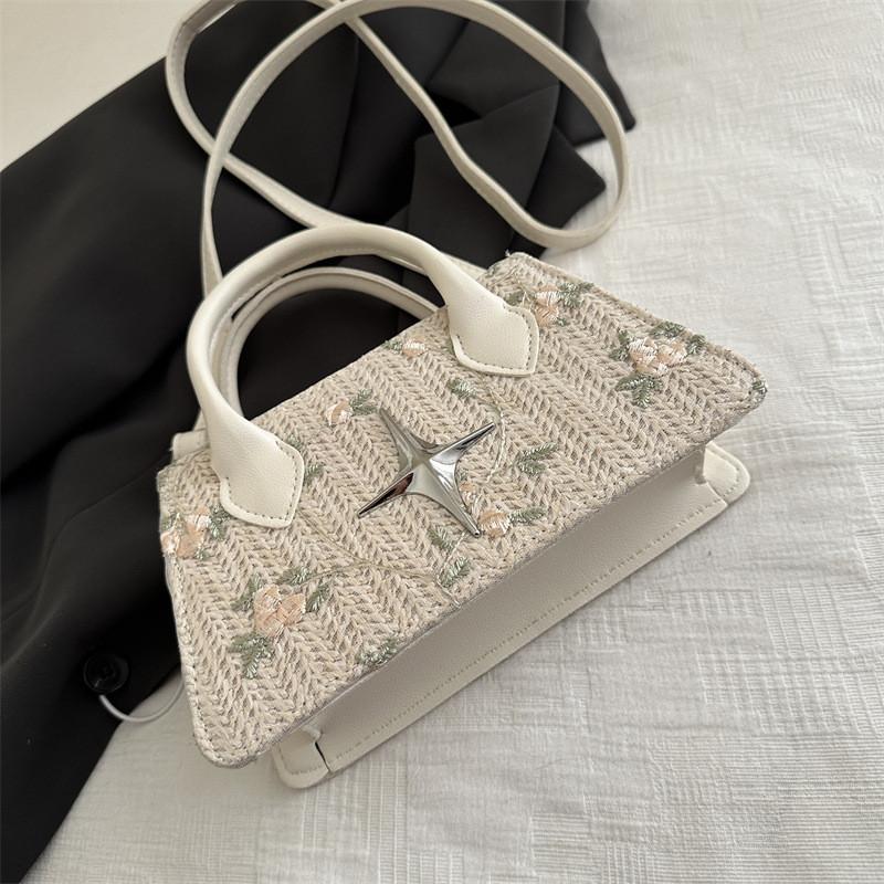 Women Elegant Woven Pu Compact Handbag With Inner Phone Pocket For Work Or Play