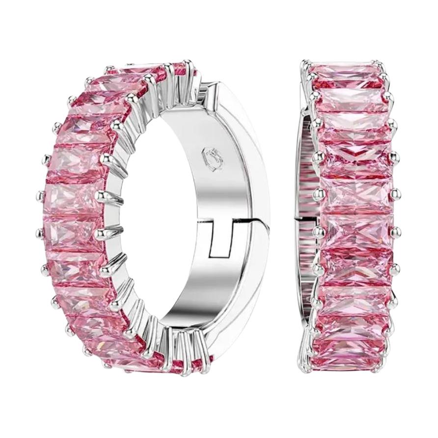 Swarovski Matrix Series Rhodium Plated Earrings Women Earrings Pink 5719140 Box (Random Color)