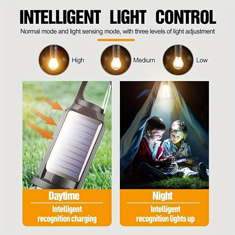LED Camping Light, USB Charging Outdoor Tent Light with Clamp, Polished Metal Surface, Solar Lithium Battery, Do Not Change Color, Camping Flashlight
