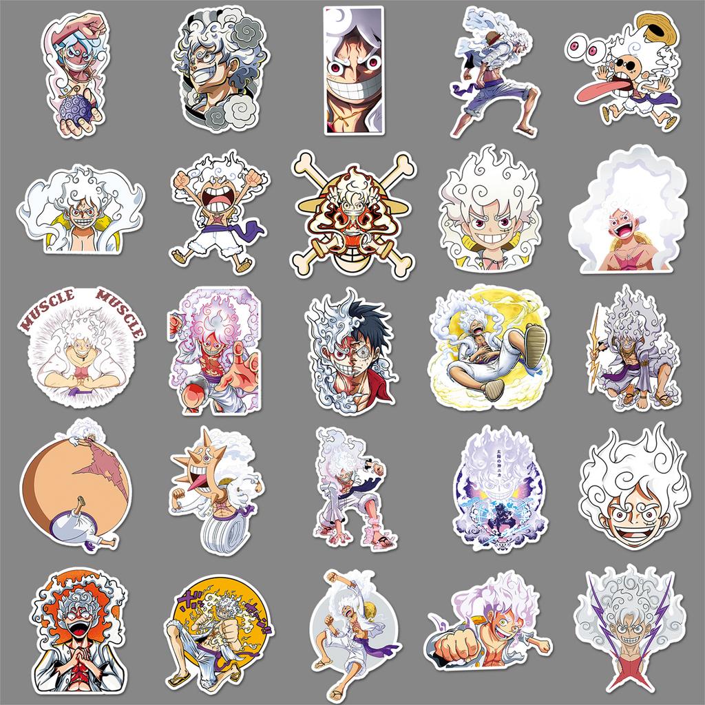 50 Five-level Luffy Graffiti Stickers Cartoon Japanese Comic One Piece Decoration Decorative Water Cup Mobile Phone Case Stickers