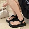 Black High-end Non-slip Platform Sandals Women's 2025 New Summer Wear Heightening Skirt Cool Slippers